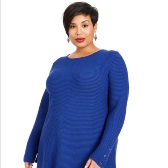 Alfani Tops - NWT Alfani Blue Scoop Neck Ribbed Top 3X